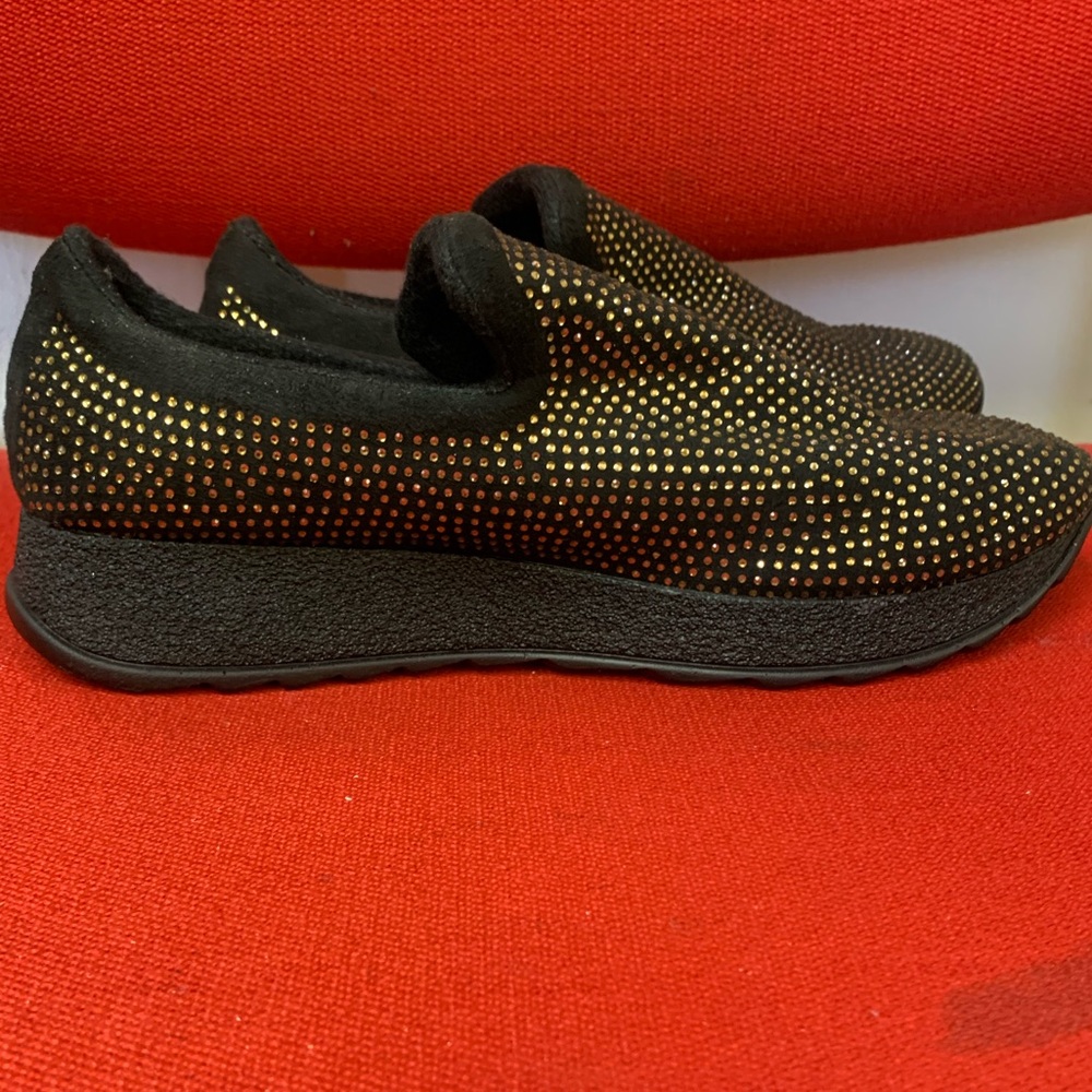 Black and Gold Slip-On Sneakers